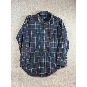 Vintage Ralph Lauren Button Up Shirt Mens Medium Navy Plaid Workwear Utility Y2K